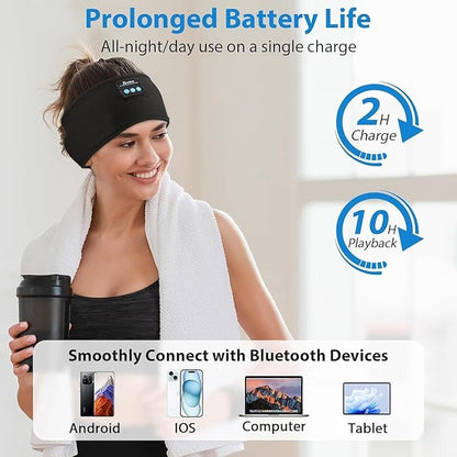 2-Pack Adjustable Headband Headphones, Sleeping Headphones, Bluetooth Headband with Thin Speakers Mic for Men Women, Yoga, Running, Workout, Travel