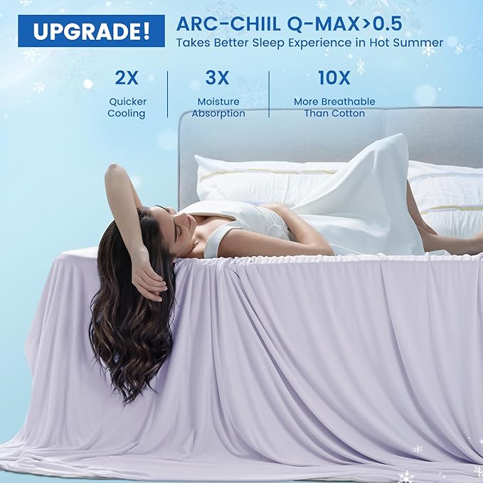 PHF Double Cooling Throw Blanket for Hot Sleepers, Arc-Chill Q-Max>0.5 with Double Cooling, Summer Blanket Absorbs Heat to Keep Cool All Night for Night Sweats (Purple, 50''x60'')