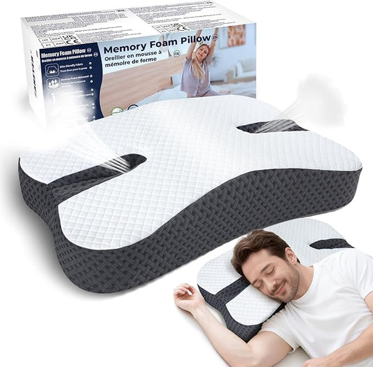 SAHEYER Anti-Snoring Pillow for Side Sleepers, Stop Snore Aid with Memory Foam, Orthopedic Pillow for Sleeper, Snoring Solution and Remedy, Anti-Snore Devices, Black