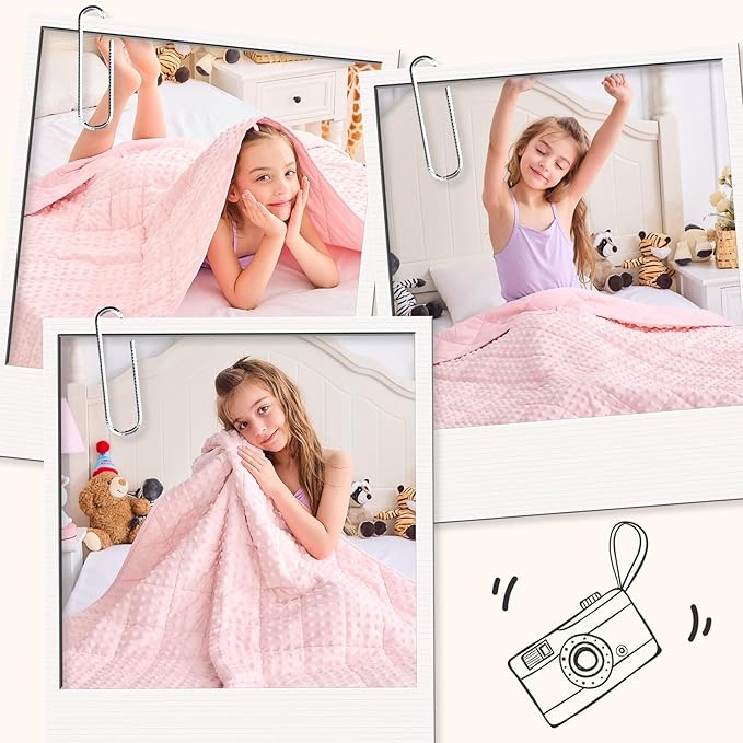 yescool Pink Weighted Blanket 5 Pounds, 40 * 60in Twin Size Cooling Weighted Throw Blanket, Minky Heavy Blankets Warm Weighted Comforter, Big Washable Thick Blankets Gifts