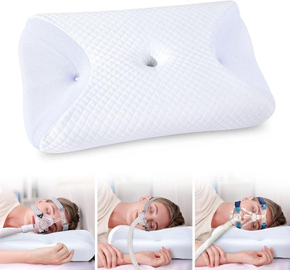HOMCA CPAP Pillow for Side Sleeping, CPAP Nasal Pillows for All CPAP Masks Users to Reduce Air Leaks & Masks Pressure, Neck Support Pillows for Sleeping for Neck Pain Relief