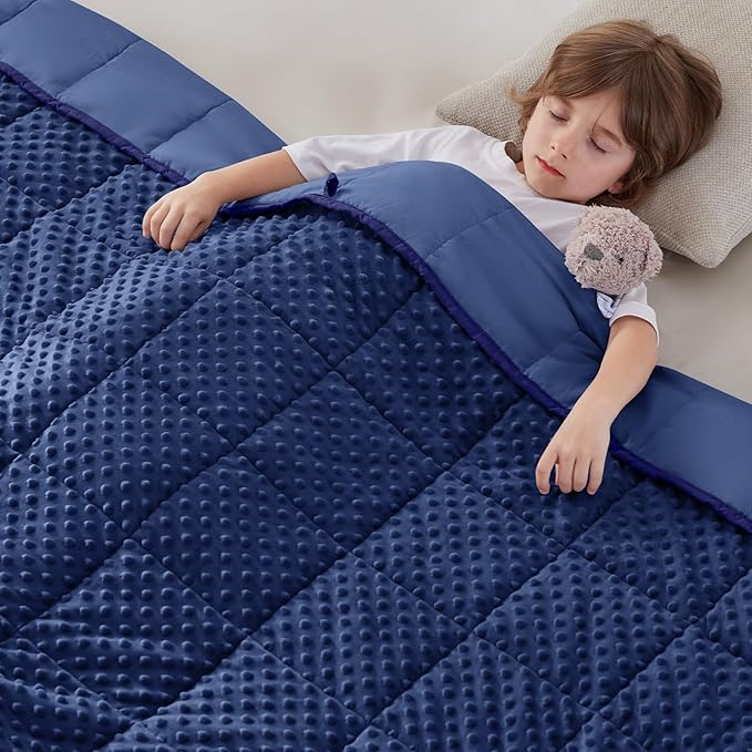 anfie Weighted Blanket Kids(36"x48" 3lbs) Weighted Blanket Cooling Blanket for Sleeping,Throw Size Breathable Blanket with Premium Glass Bead(Blue)