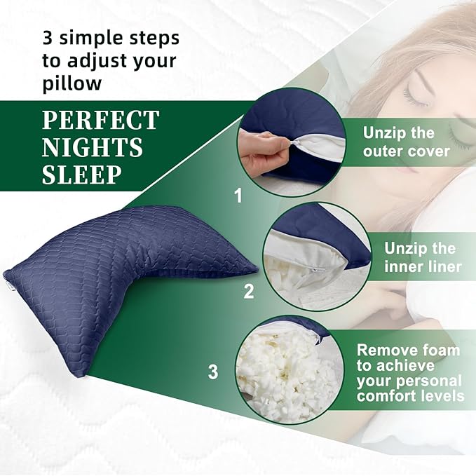Side Sleeper Pillow for Neck and Shoulder Reilef, Ergonomic Design Medium Firm Pillow, Queen Size Bed Pillows for Sleeping, Cross Cut Memory Foam Pillows for Back, Stomach and Side Sleepers