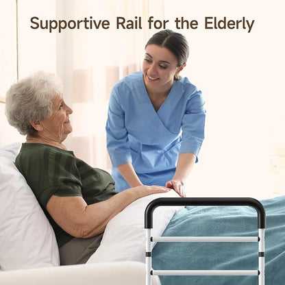 WAYES Bed Rails for Elderly Adults Safety, Adjustable Bed Assist Rail Handle with Leg for Seniors, Handicap, Disabled, Fall Prevention Hand Guard Grab Bar Bed Cane, Fit King, Queen, Full, Twin