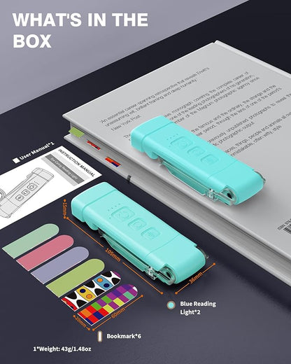 2-Pack Reading Light with 6 Bookmark, Rechargeable Book Light for Reading at Night in Bed, with 3 Colors &5 Brightness Adjustable Eye Care, 30/60-min Timer for Kids Night Book Reading Lovers
