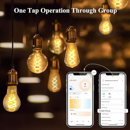 DiCUNO Smart Edison Bulb G80, Color Changing WiFi Smart Light Bulb, Vinatge Globe Filament Bulb Compatible with Alexa & Google, Dimmable with App, 50 Watt Equivalent 450LM, No Hub Required, 1 Pack