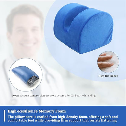 Knee Recovery Pillow for Post-Surgery with Memory Foam, Orthopedic Leg Positioning Pillow, Knees Support & Elevation Pillows, Ideal for Knee Replacement Recovery, Injury and Rest (Blue)