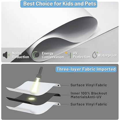 Motorized Blinds with Remote Control, 100% Blackout Cordless Wireless Electric Window Roller Shade Matter Motor Over Thread Compatible with Alexa/Google Home/Homekit (White)