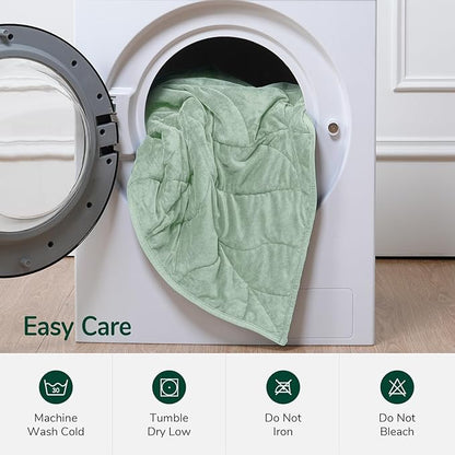 Kaisa Weighted Blanket for Adults (10 lbs,60" x 78"), Soft Heavy Blanket Machine Washable, Queen Size Weighted Blankets with Glass Beads for Couch and Bed, Sage Green
