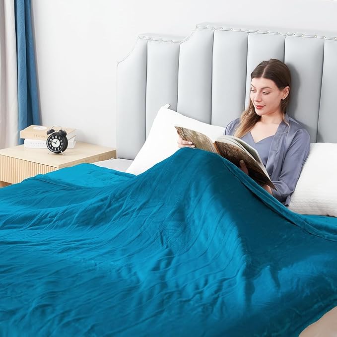 Electric Heated Blanket Twin Size 62"x84", Fast Heating Throw, Soft Plush Microplush for Bed & Couch, 10Hs Auto Off & 5 Heating Levels, Machine Washable, Gifts for Grandma & Family-Blue Green