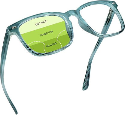 YEIN Progressive Multifocus Reading Glasses, Spring Hinge Blue Light Blocking Glasses for Women Men, No Line Multifocal Readers with Clear Lenses (+0.00/+2.50 magnification)