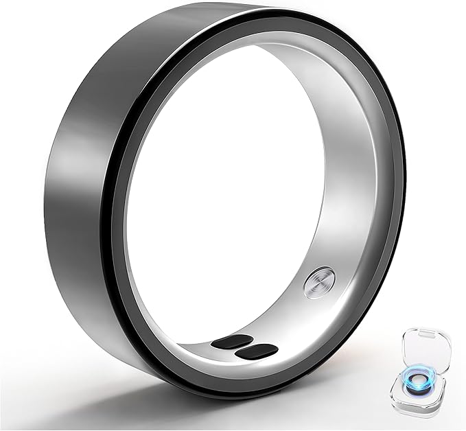 Smart Ring for Women Men,Sleep Tracking Wearable,Fitness Tracker Ring with Step/Heart Rate/Blood Oxygen/Distance/Calorie,Clock Vibration,No Subscription Fee,5ATM Waterproof, iOS&Android(Black 11)