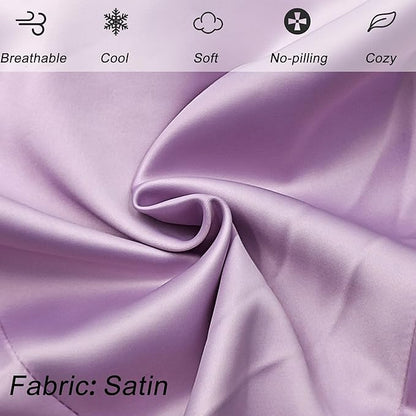 Satin Knee Pillow Cover for Contour Legacy Leg & Knee Foam Support Pillow, Upgraded Invisible Zippered Satin Leg Pillowcase Replacement-Cover ONlY (Blush Purple, 2-Pack)