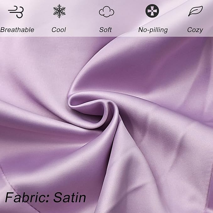 Satin Knee Pillow Cover for Contour Legacy Leg & Knee Foam Support Pillow, Upgraded Invisible Zippered Satin Leg Pillowcase Replacement-Cover ONlY (Blush Purple)
