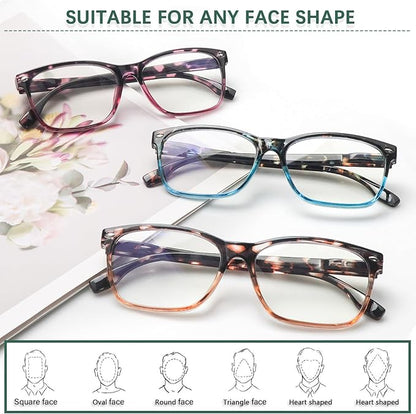 CLASAGA Progressive Multifocus Reading Glasses for Women, Pattern Print Blue Light Block Stylish Ladies Computer Readers