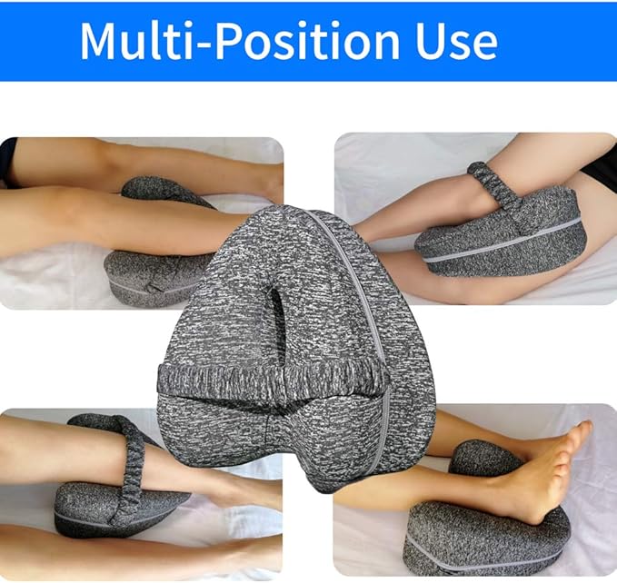 Knee Pillow for Side Sleepers with Elastic Strap, Memory Foam Leg Pillow, Ideal for Spine Alignment, Hip, Back & Joint Pain Relief, for Better Sleeping with Breathable & Washable Cover