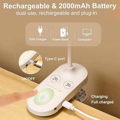 Red Light Therapy Lamp for Sleep, 625nm Sleep Aid Lamp with Dual-Mode, LED Happy Lamp 4500K, Rechargeable Clip on Red Night Light with Timer & Dimmable for Bedroom/Reading/Deep Relaxation