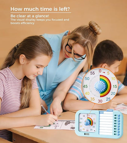 3-in-1 Visual ADHD Timer for Kids & Adults with Planning Board, Task Timer, Chore Chart & Visual Schedule Planner, Autism & ADHD Tools with Checklist for Homeschool Supplies, Home, School (Blue)