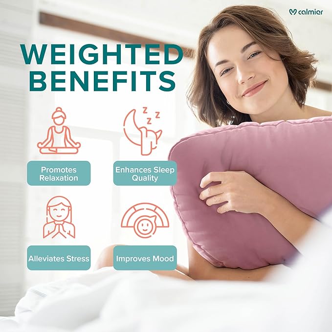 Calmier - 6 lb Sensory Weighted Pillow - Glass Bead Filled Hug Pillow - Ultra Plush Cozy Weight Sensory Pillows for Adults and Kids - Weighted Lap Pad (Pink- Minky, 6 LBS)