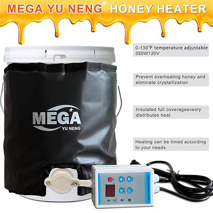 Honey Heater,Pail Heater,Drum Heater,Drum Heating Blanket,5Gal Band Heater,Honey Bucket Heater, Fixed Internal Thermostat and Timers Max Temp 130℉,350W,120V.