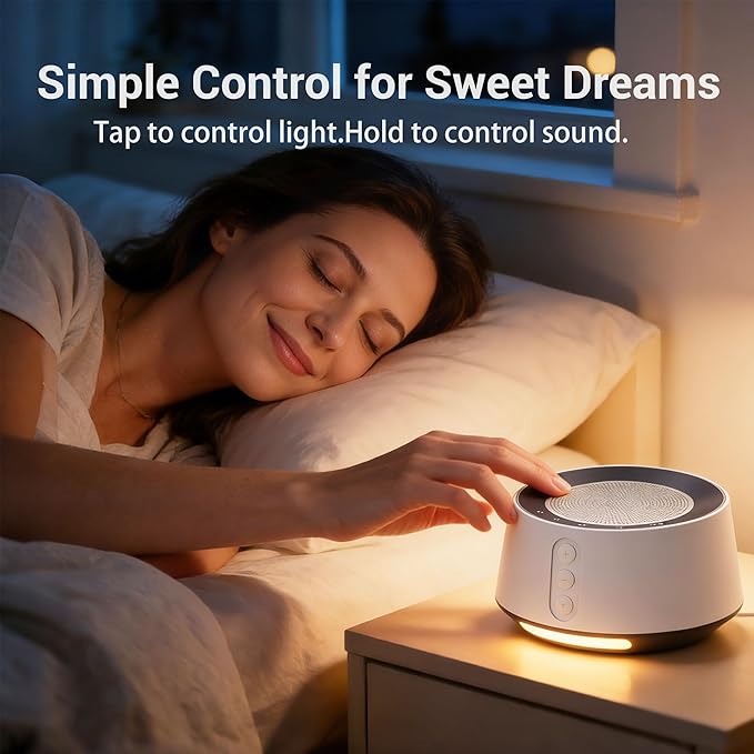 BGOVERSS White Noise Sound Machine with 20 Soothing Sounds, 10 Colors Night Light Sleep Machines Home Office Travel, 5 Timers and Memory Feature Sound Machine for Nursery Baby Kids Adults (Grey)