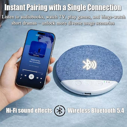 Bluetooth Pillow Speaker, Mini Portable Under Pillow Speaker, A 4-inch Wireless Bedside Speaker with White Noise and a Timer, Precisely Adjusting Sound Quality for a Comfortable Music Experience
