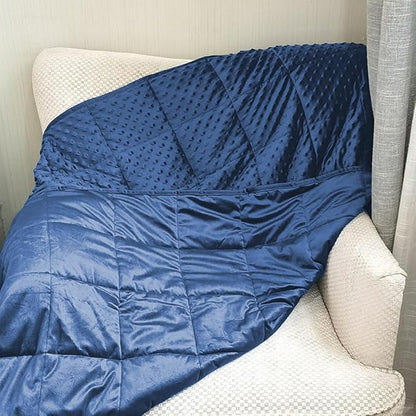 ALANSMA Reversible Weighted Blanket for All Season, Luxury Velvet, Warm and Cool, Adult 5Lb Blue Weighted Blanket, Enjoy Sleeping Anywhere(Blue,35"x48" 5.5lbs)