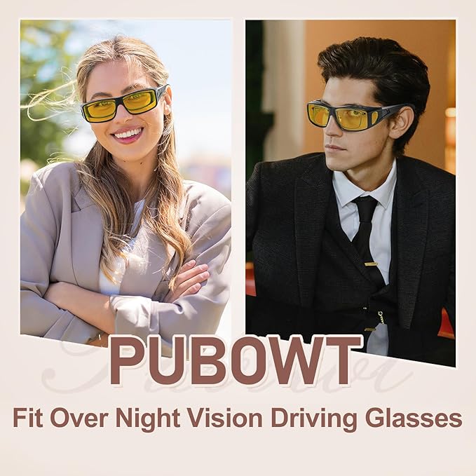 Fit Over Glasses Blue Light Blocking and Night Vision Driving Glasses for Men Women Wrap Around Goggles Eyewear PT2006