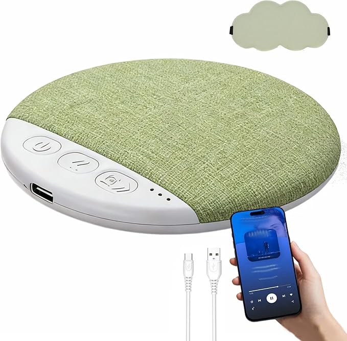 Bluetooth Pillow Speaker, Pillow Speaker for Sleeping – Ultra‑thin Sleep Headphone Pillow Speaker with Bluetooth/Audio, Comfortable All‑night Listening for Music, Meditation & Sleep Sounds (Green)