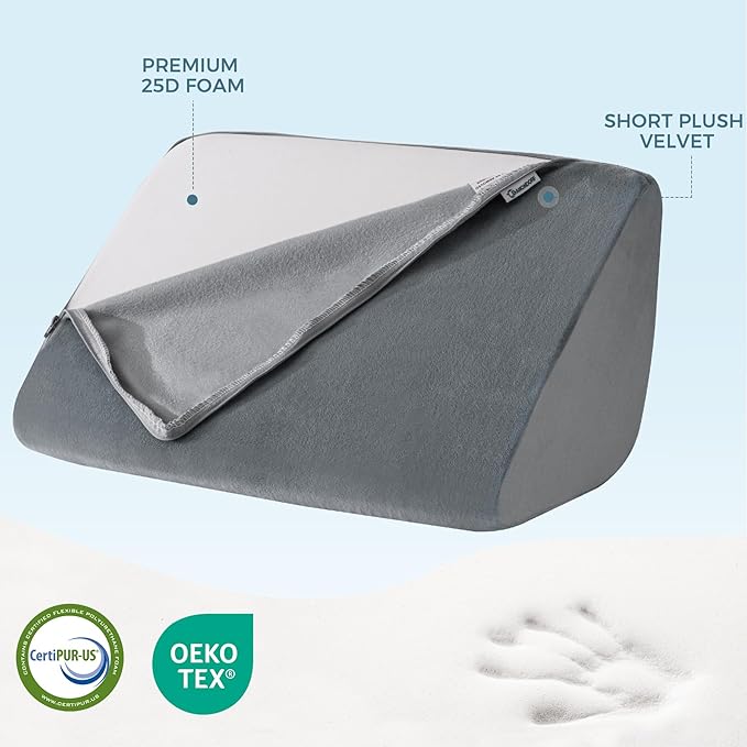 Knee Wedge Pillow 6.3'' for Post-Surgery Recovery-Leg Elevation Support for Sleep Position, Alleviating Lower Back & Hip Pain Enhancing Circulation in Ankles Legs Triangle Pillow with Removable Cover