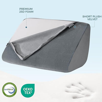 Knee Wedge Pillow 6.3'' for Post-Surgery Recovery-Leg Elevation Support for Sleep Position, Alleviating Lower Back & Hip Pain Enhancing Circulation in Ankles Legs Triangle Pillow with Removable Cover