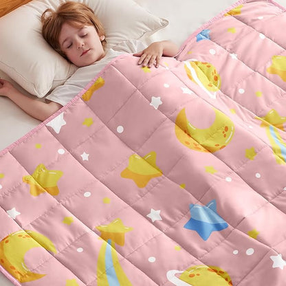 anfie Weighted Blanket Kids(40"x60" 7lbs) Weighted Blanket Cooling Blanket for Sleeping,Throw Size Breathable Blanket with Premium Glass Bead(Pink Moon)