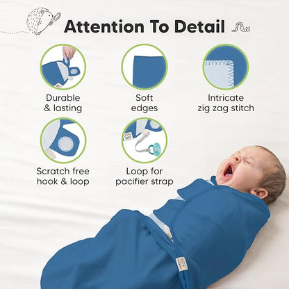 3-Pack Organic Baby Swaddle Sleep Sacks - Swaddles for Newborns, Infant 0-3 Months, Baby Girls, Boys, Soft & Snug Newborn Sleep Sack, Nursery Swaddling Blankets (Frost, OS)