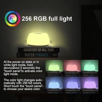Alarm Clock Wake Up Light, Smart Home LED Bed Head Colorful Simulated Sunrise Nature Ambient Help to Sleep Dimmable Night Table