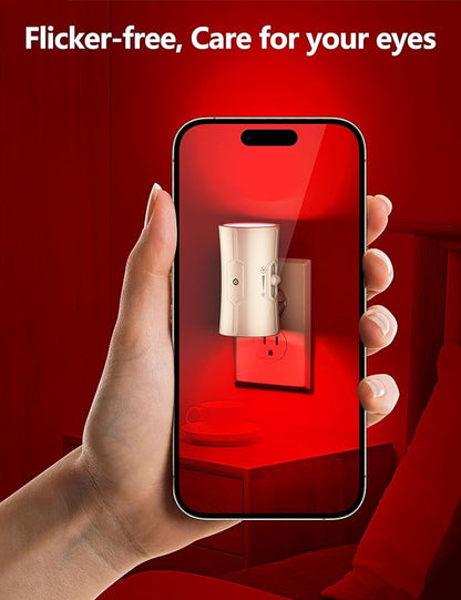 Night Light, Night Lights Plug into Wall [2 Pack], 0-100LM Adjustable Brightness Light Sensor Nightlights Plug in Wall for Hallway, Bathroom, Adults, Red Led Nightlight