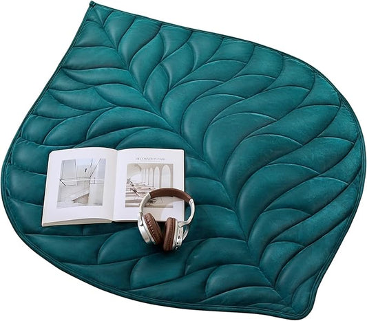 Weighted Lap Blanket 5 lbs 41"×53", Luxury Soft Small Weighted Lap Pad for Adults,Portable Travel Leaf Weighted Throw Blanket for Relaxation, All-Season Use and Machine Washable Light Green