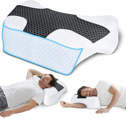 SAHEYER Side Sleeper Pillow with Arm Hole, Upgrad Shoulder Relief System for Neck Pain, Multi-Angle Memory Foam Rotator Cuff Pillow for Adults Side, Back and Stomach Sleeper Pressure-Free Sleep, Black