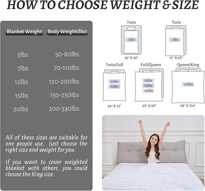 Weighted Blanket 7lbs Twin Size White 41"x60" Weighted Blankets Heavy Blanket are Comfortable and Cozy