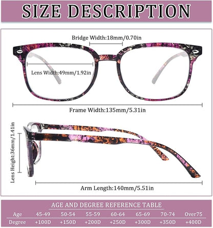 5 Pack Reading Glasses Blue Light Blocking for Women,Computer Readers with Spring Hinge