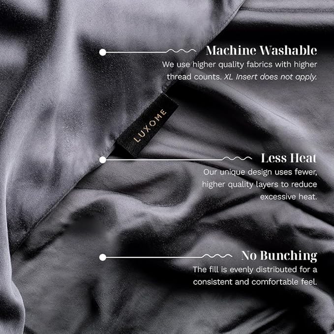 LUXOME Luxury Cooling Weighted Blanket for Adults | Includes Removable Cover | 18 lbs | 60"x80" | Queen Size | Grey