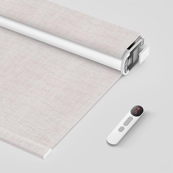 Bringnox No Drill Motorized Blinds with Remote,Blackout Windows,with Apple Homekit,Alexa,Google, with App,Voice Control Custom Size