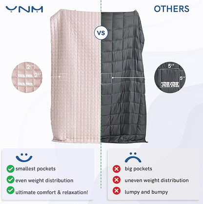 YnM Cooling Weighted Blanket for Adults, 25lbs Heavy Bed Throw Comforter with 100% PE Fabric, Ideal for Hot Sleepers or Summer Days(60x80 Inches for Queen/King Bed, 25 Pounds, Pink)