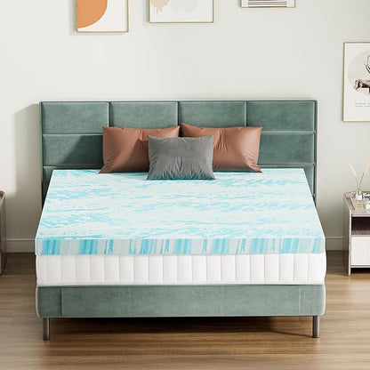 NEWBULIG Mattress Toppers Memory Foam Twin XL, 4 Inch Thick Bed Topper Pad Cooling Gel Infused Soft Comfy Padding Breathable for Sleeper Sofa Couch RV Camper, CertiPUR-US Certified