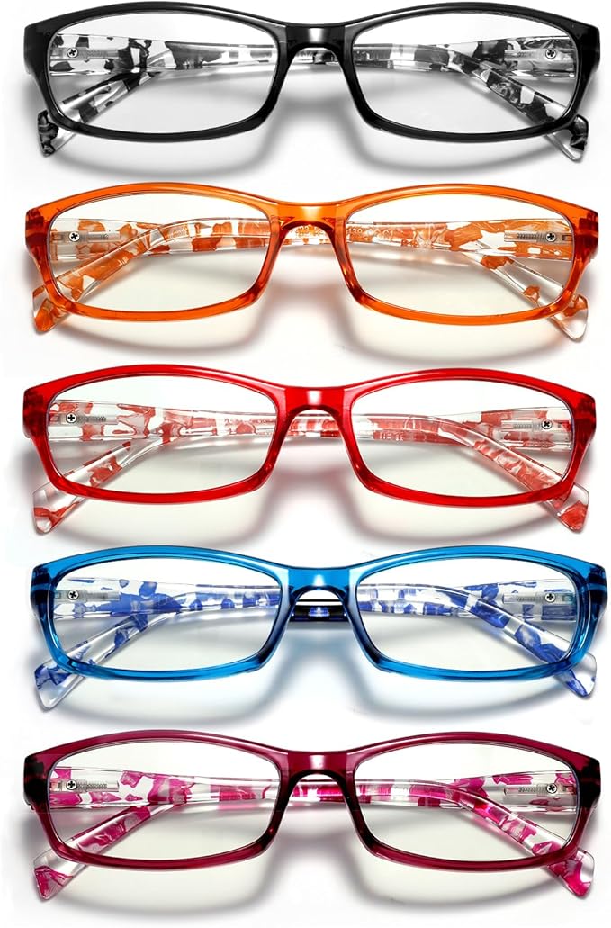 Reading Glasses for Women Men - 5 Pack Blue Light Blocking Spring Hinge Computer Readers Anti Glare UV Eyeglasses