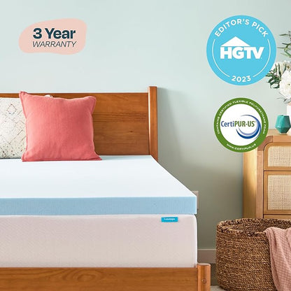 Linenspa Memory Foam Mattress Topper, King Size - 3 Inch Gel Infused Memory Foam - Plush Feel - Cooling and Pressure Relieving - CertiPUR Certified