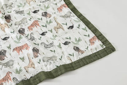 Little Jump Muslin Quilt Toddler Blanket - Silky Soft and Breathable Baby Quilt - Oversized 47" x 47" - 2 Layers Muslin Baby Blanket for Boy and Girls (Jungle-2)