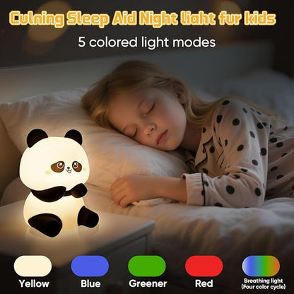 TLAOTNIY Squishy Cute Panda Night Light,Voice Controlled Light with 4 Color Modes Soft Silicone USB Charging Panda Lamp for Kids Room,Novelty Animal Night Lamp for Decor (C-1pack)