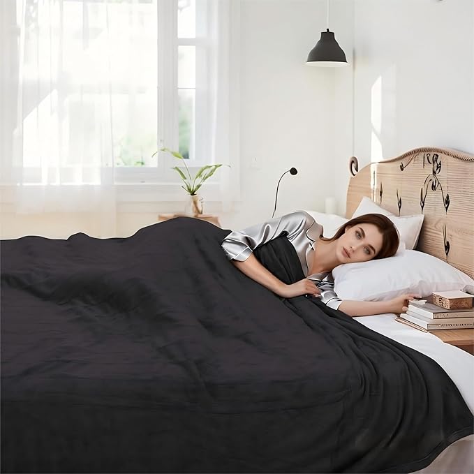 Electric Heated Blanket 62"x84" Twin Size Flannel Heated Blanket, Cozy & Warm for All Night, 5 Heat Settings & 10 Hours Auto Off, Machine Washable, Iron Grey