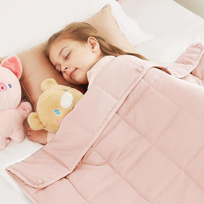 CuteKing Weighted Blanket (5lbs, 36"x48", Pink) Heavy Blanket for 40-60lbs, Weighted Blanket for Cooling & Heating with Premium Glass Beads, Soft Thick Blanket All-Season