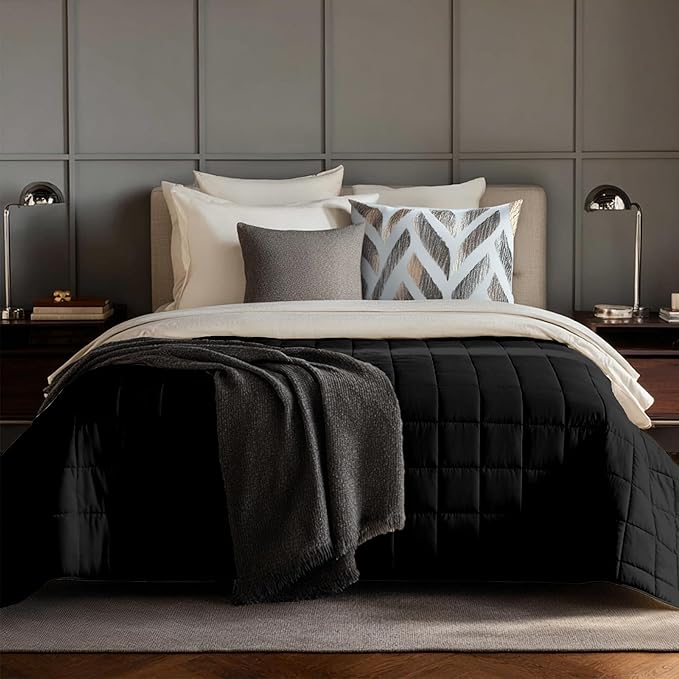 HomeSmart 40 lbs Weighted Blanket King Size, Oversized Heavy Blanket, Fits Standard and California King Beds, Black